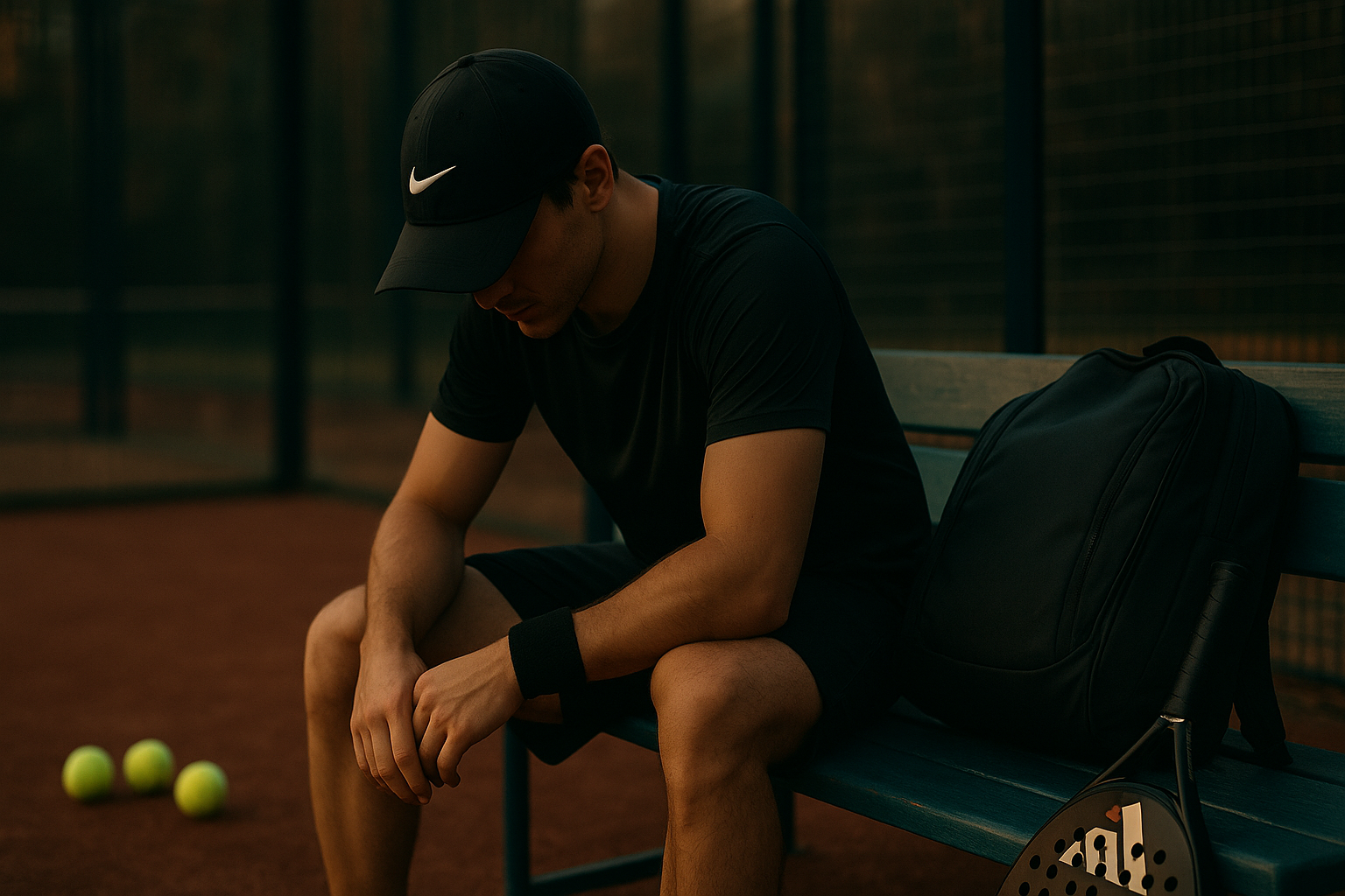een man die zich voorbereid op een padel wedstrijd