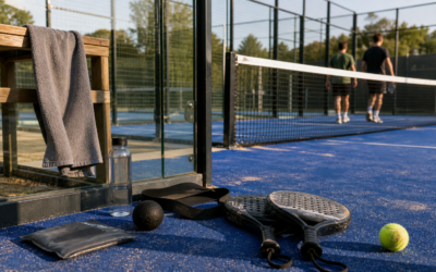 Herstelset na een padelwedstrijd: hot-cold pack, banden en handdoek